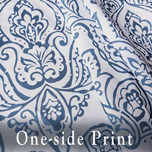 Fmfunctex White Blue Curtains For Living Room 84 Inch Long Vintage Damask Printed Window Curtain Panels For Bedroom Grommet Top Floral Pattern Draperies 2 Pcs #TOP3