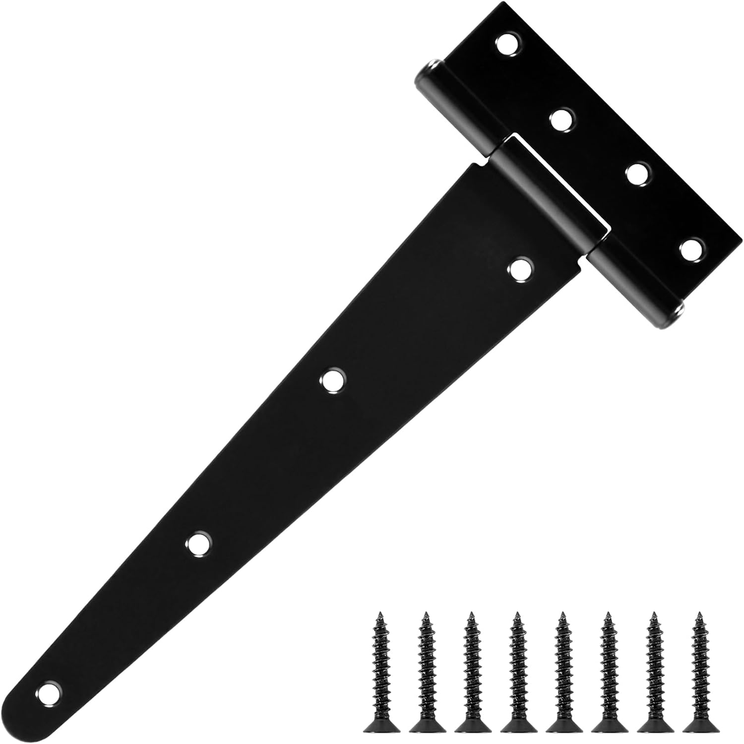 TDCHINGES 10 Inch Heavy Duty T Strap Tee Hinge 6 Pack Barn Farm Fence Gate Door Hinges for Shed Doors Outdoor Kitchen Wood Cabinet Interior Exterior Window Bar Shop Matte Blake Door Hinge Hardware Kit