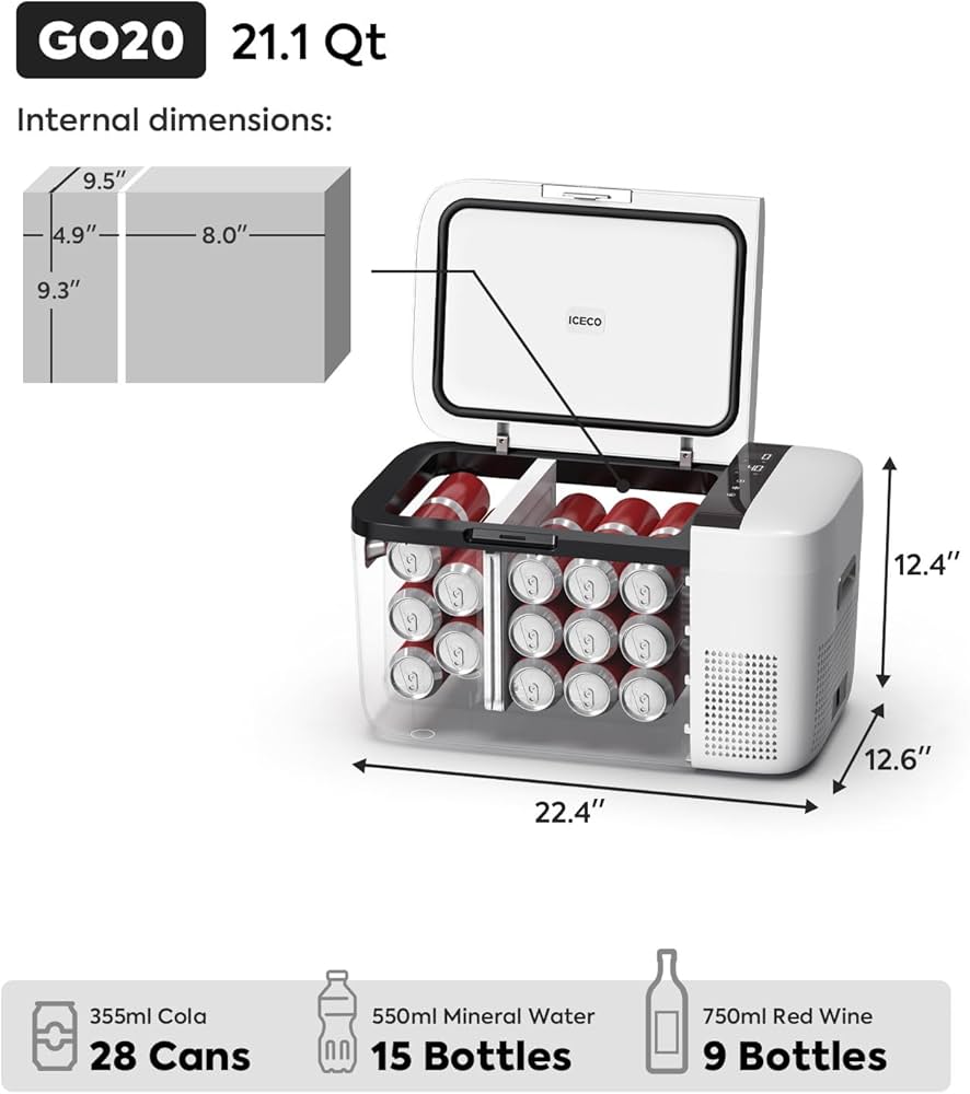 Amazon.com: ICECO GO20 21 Quart/20 Liter Dual Zone 12 Volt