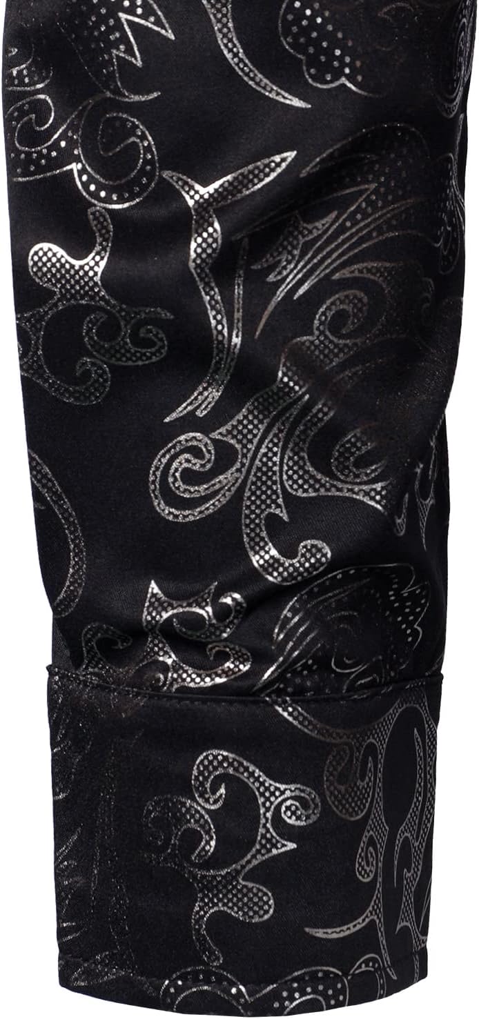 ZEROYAA Men's Luxury Gold Prom Design Slim Fit Long Sleeve Button up Party Dress Shirts - Image 6