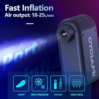 Amazon | CYCLAMI小型 自転車 空気入れ 100PSI 携帯 電動空気