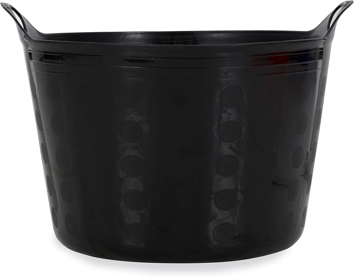 Tuff Stuff Products F16-BK 64 Quart Perforated Colander UV Resistant Sieve Multi Purpose Tub Pail for Garden, Home, or Farm, Black