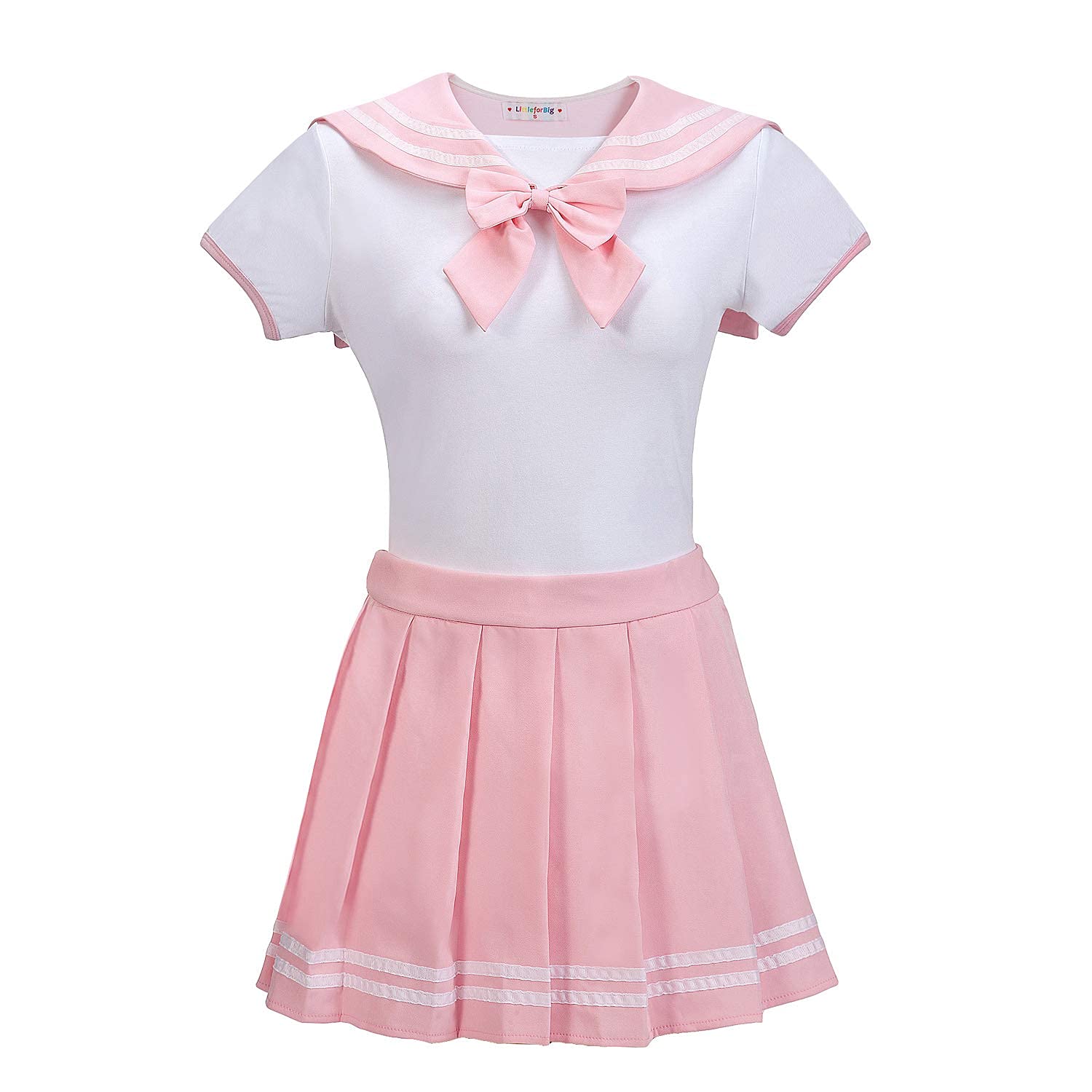 LittleForBig Bawełniany Romper Onesie Piżama Bodysuit - Klasyczny japoński komplet spódniczki dla dziewczynek Różowy XS