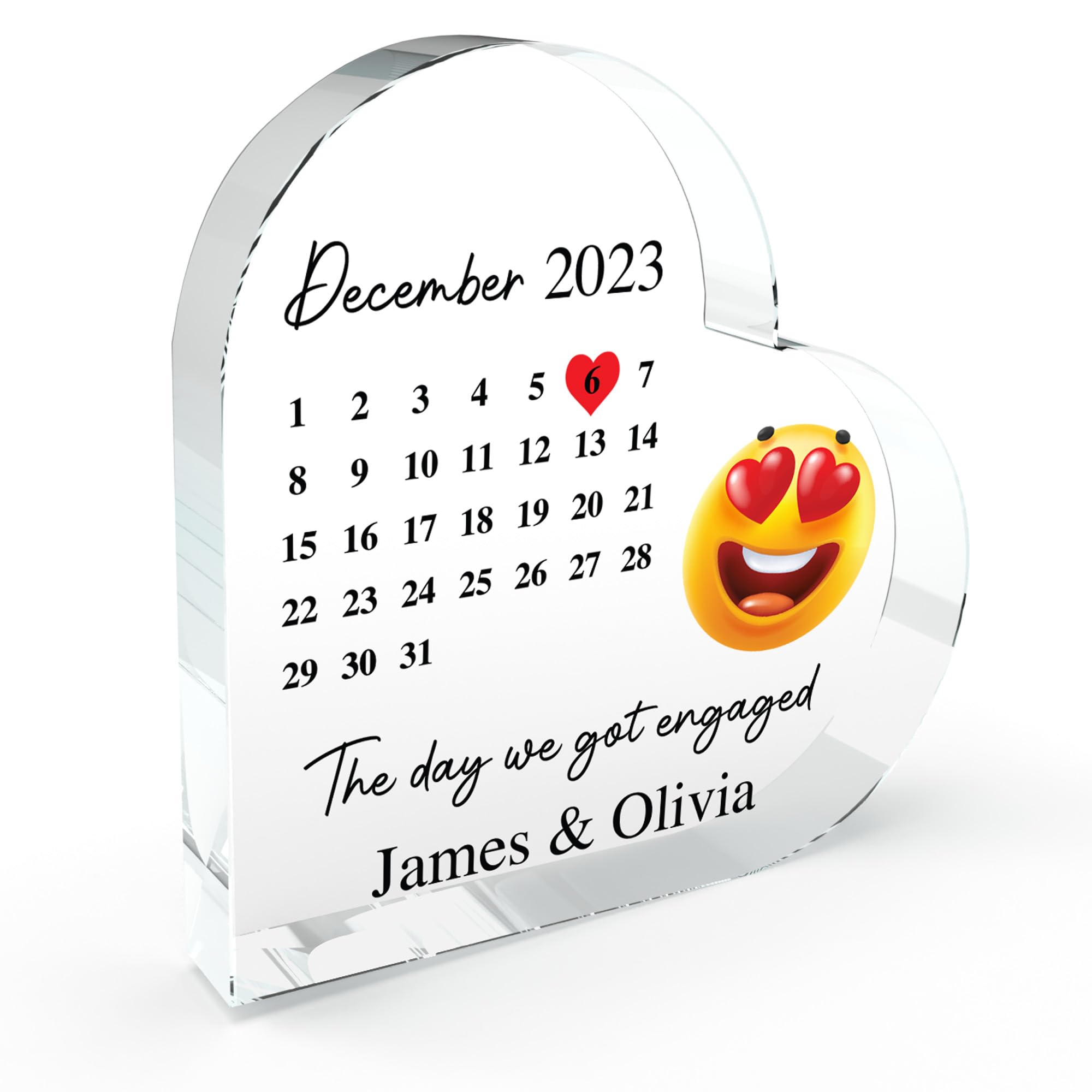 Star Online Personalised Wedding Anniversary Engagement Date Gifts, First Date Anniversary Husband Wife, One Year Together Boyfriend, Valentines, Acrylic Heart Block With Box (Love Eyes)