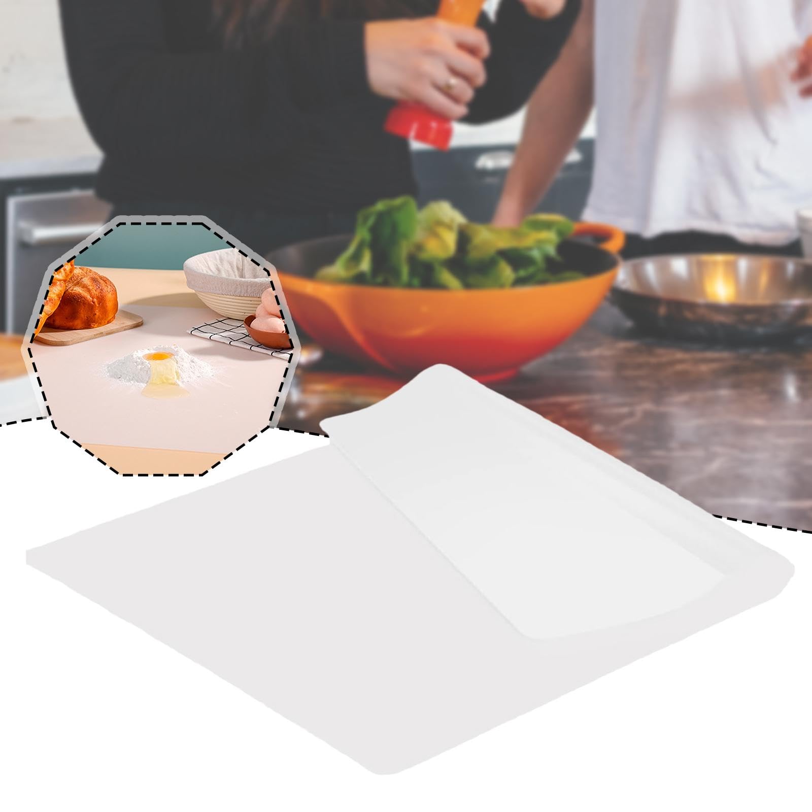 Amagogo Tappetino in Silicone per Piano di Lavoro della Cucina, Resistente al Calore, salvaspazio, Foglio in Silicone Portatile per Artigianato, Uso Domestico, Bianco 80 Cmx60 Cm