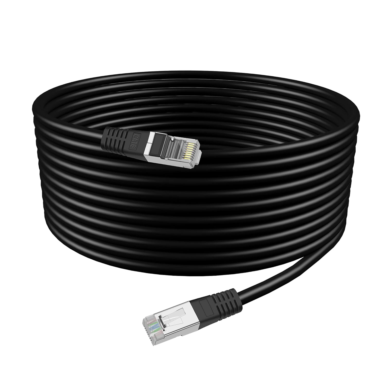 Cat6 Outdoor Cable, 200ft Waterproof Direct Burial 23AWG Bare Copper Cat 6 Ethernet, RJ45 Connectors, FTP Foil Twisted Pair, LAN Internet Network Patch Cord, Shielded, LLDPE Water Proof, UV Resistant : Electronics