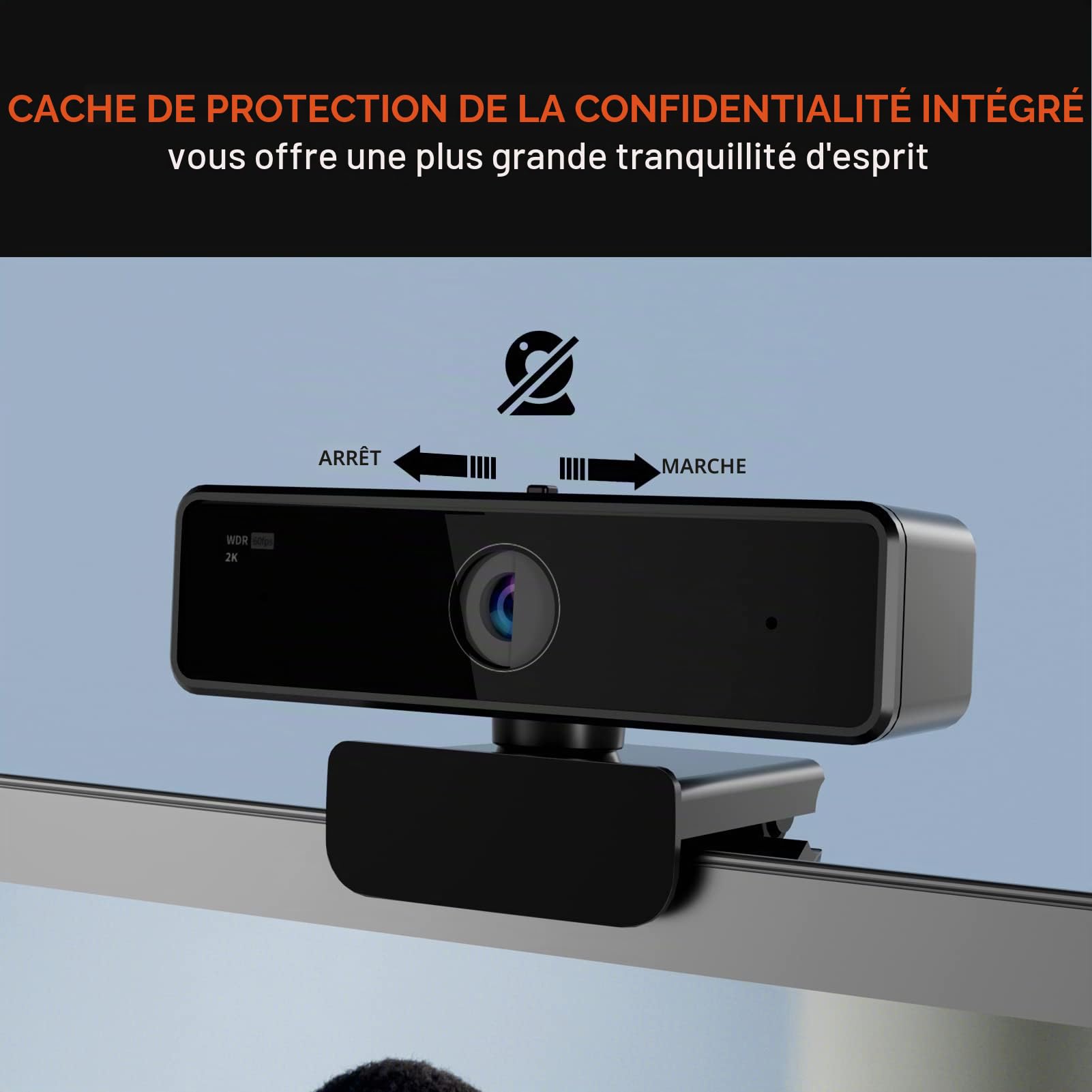 Nuroum V11 2K Webcam PC avec Microphone, Full HD 1080P/60fps Business Webcam pour Zoom/Skype, 90° Grand Angle, Couvercle de Privacité, USB Plug&Play Caméra Web pour Windows/Mac PC/Laptop