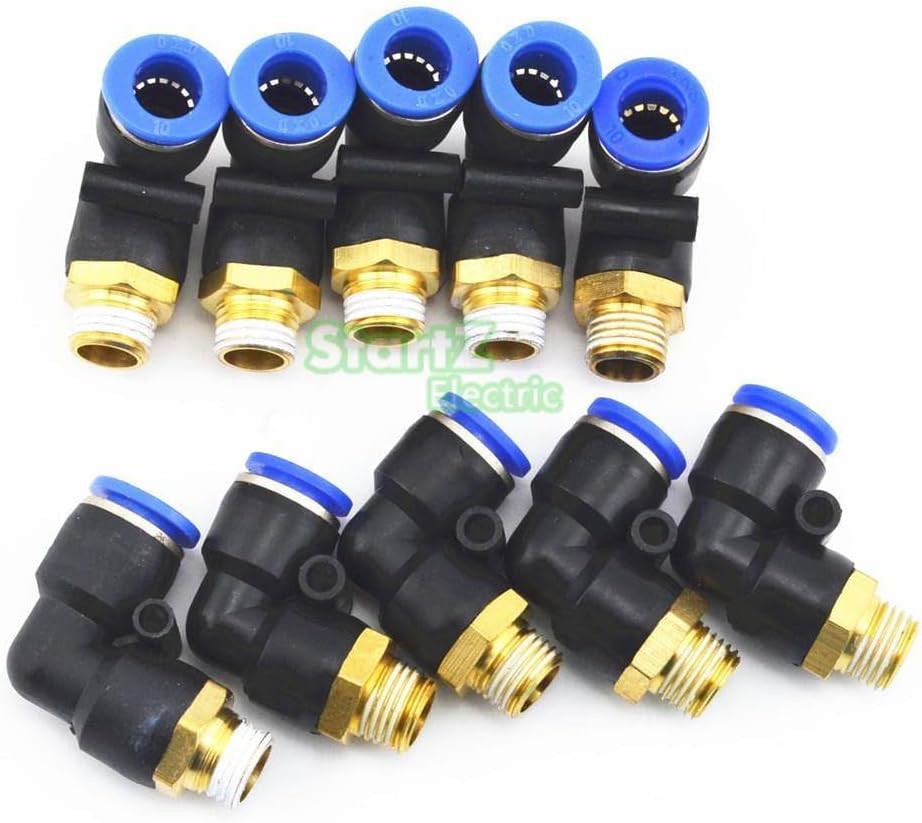 compatibility with 10mm X 1/4'' Thread Pneumatic Male Elbow Connector Tube Air Push In Fitting 10Pcs