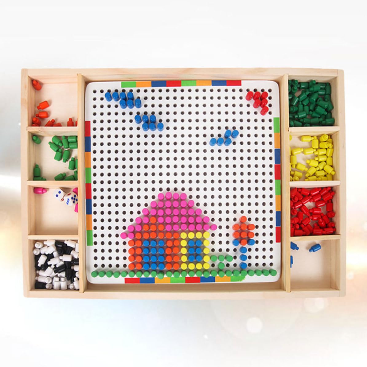 1set Puzzle Fungo Educativo per Chiodini Colorati Gioco Creativo per Apprendimento Precoce e Sviluppo Immaginazione Materiale Sicuro e Resistente Regalo per Ragazzi e Ragazze