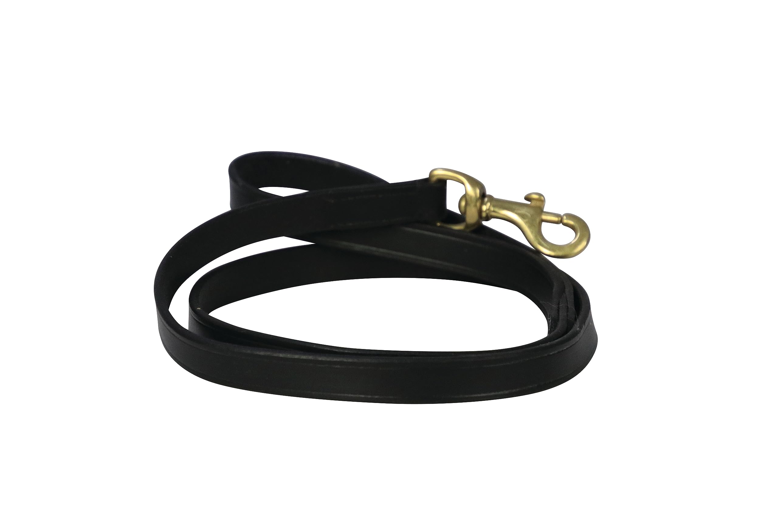 Benji & Flo Deluxe Padded Leather Dog Lead 120cm (Black/Brass)