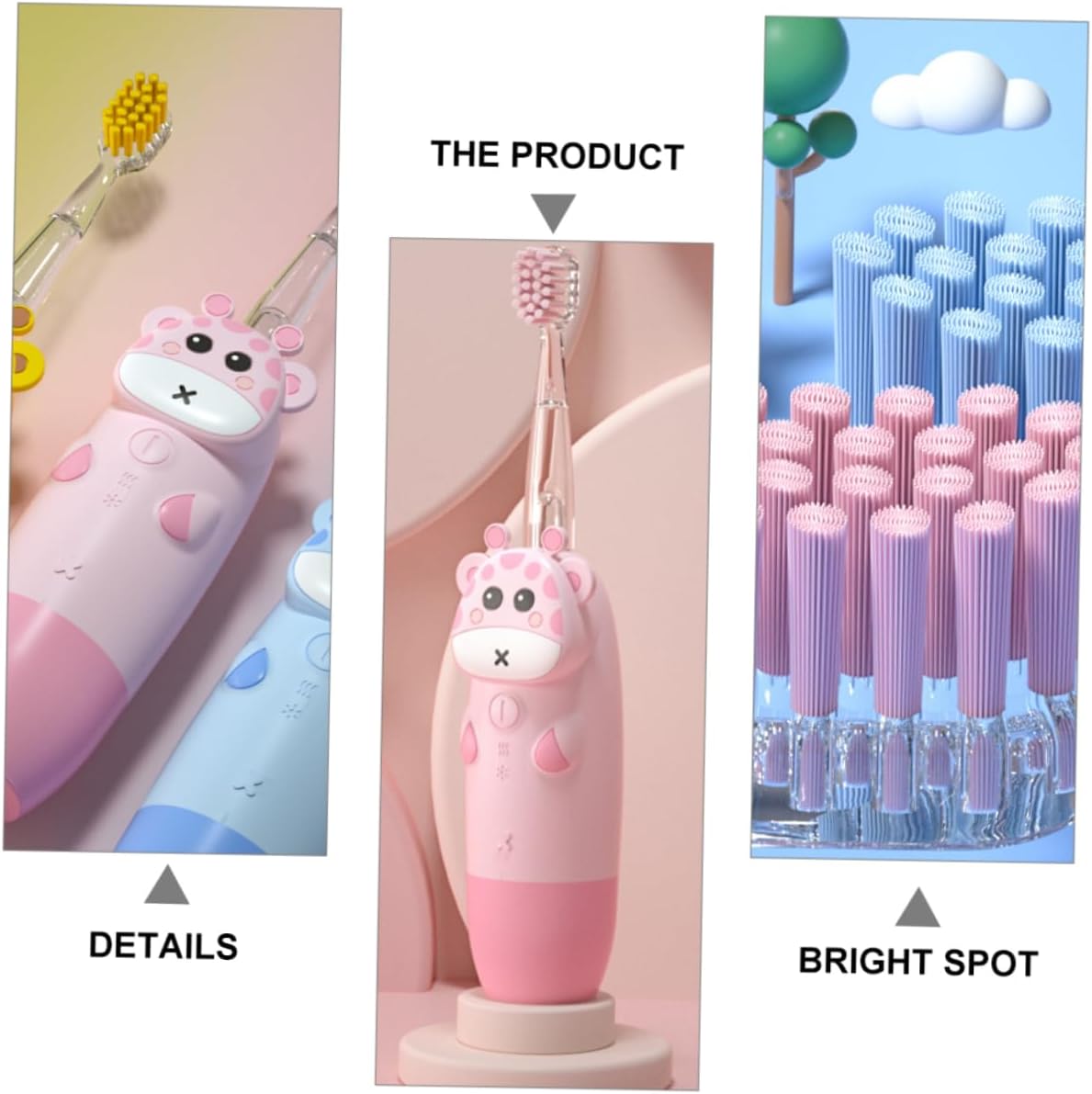 Holibanna Sonic Vibrating Electric Toothbrush for Brushing Frequency Soft Bristles Protect Tender Gums Toothbrush Kit with Replacement Heads Pink Deer Design