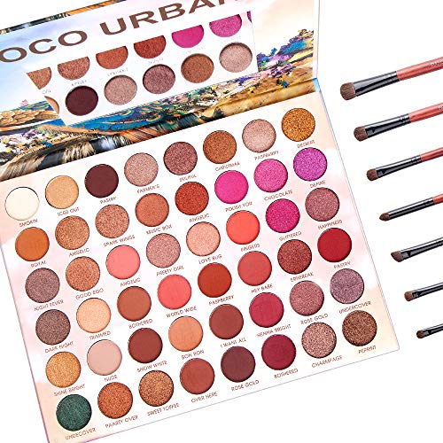 AmoVee 48 Colors Eyeshadow Palette and Makeup Brushes Set, Matte Shimmer Eye Shadow Pallete Waterproof and Sweatproof High Pigmented Metallic Color Professional Cosmetic Set