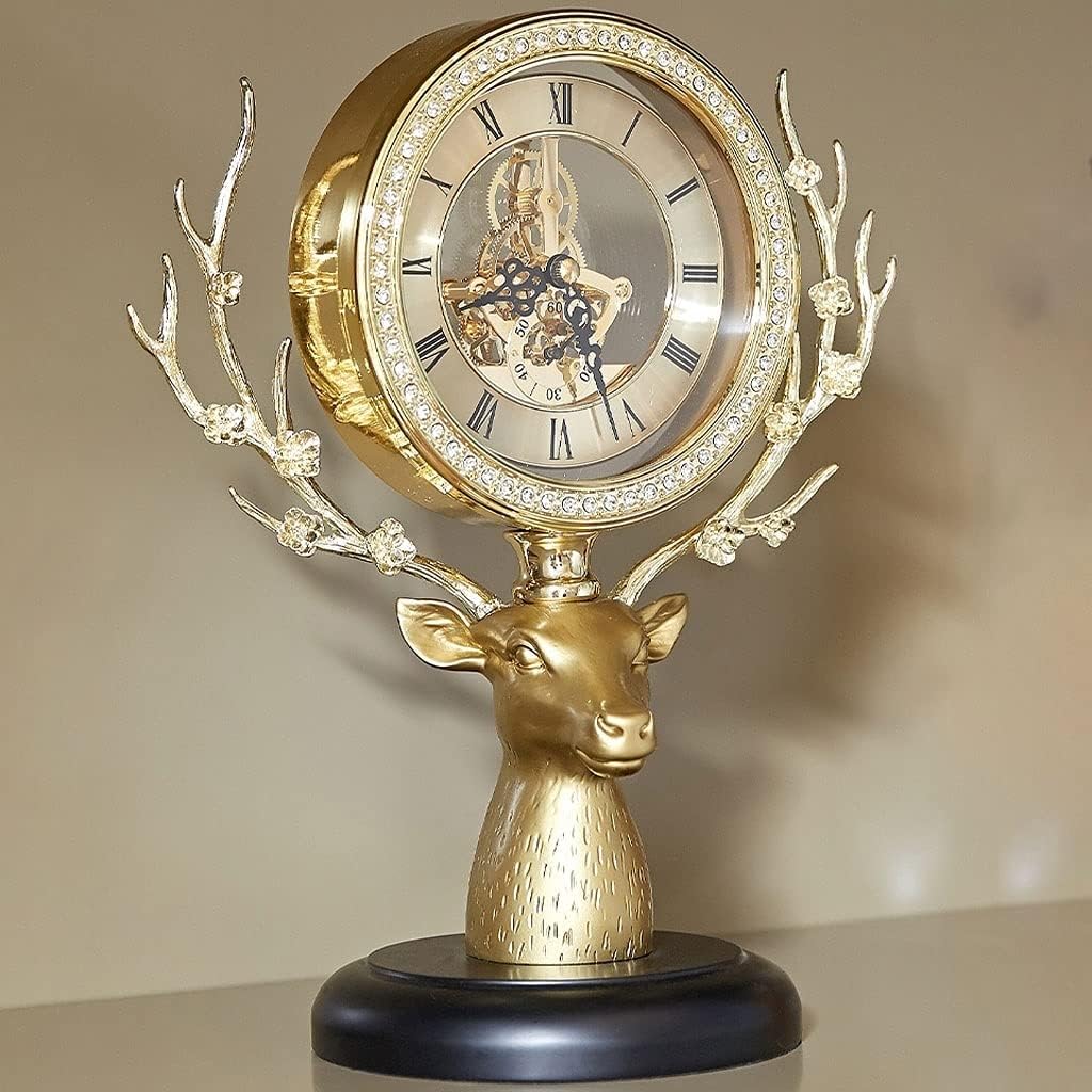 Desk Clock Clock European Alloy Desk Clock Desk Clock Desktop Table Clock Desktop Ornaments Suitable for Home Bedroom 11.41 Inches Seat Clock