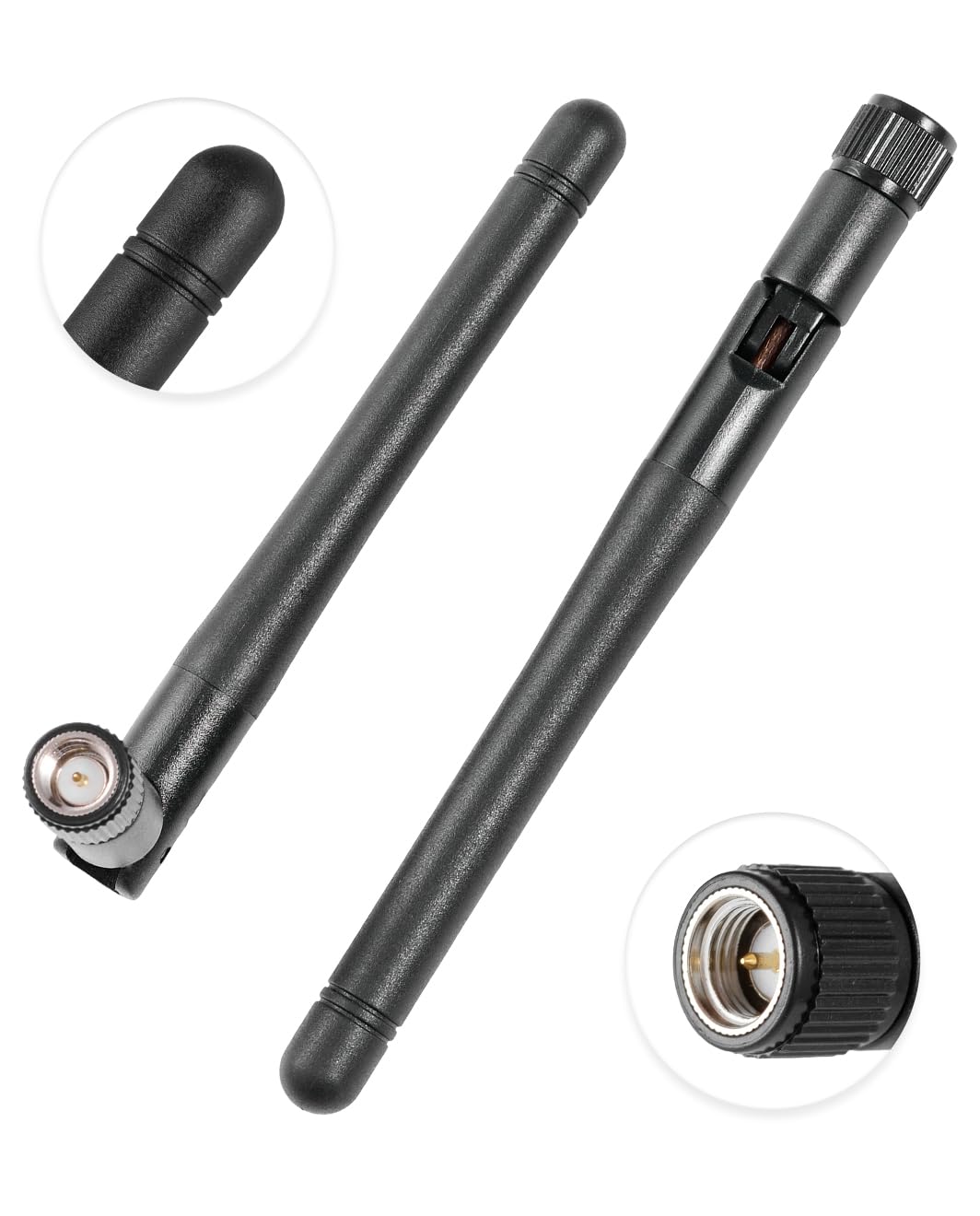 Lot De 2 Antennes WiFi Double Bande 2.4GHz 5GHz 5.8GHz 3dBi MIMO RP-SMA Mâle - Boostez Votre Signal Internet