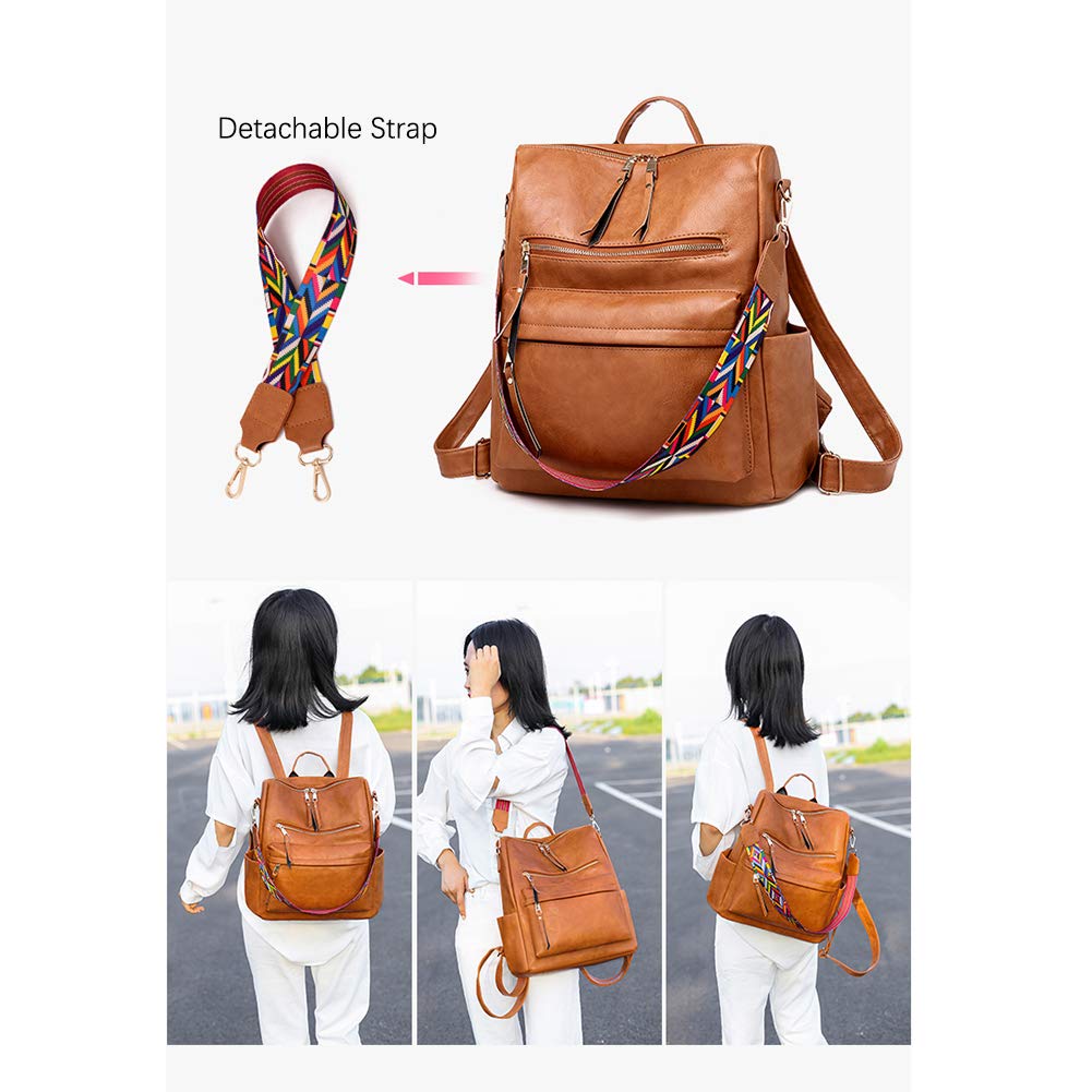 MINTEGRA Backpack Purse for Women Fashion PU Leather Designer Travel Large Ladies Shoulder Bags