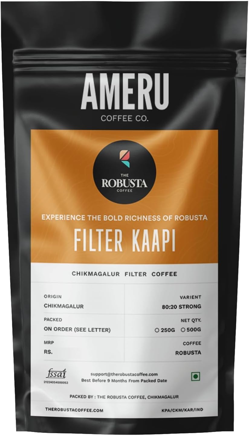 - Ameru Coffee Co. Filter Coffee Powder 250gm (The Robusta Coffee) | 80:20 Coffee Chicory Blend | South Indian Filter Coffee | Bold & Aromatic Taste