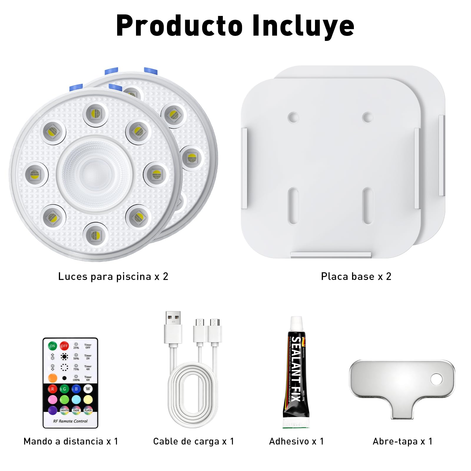Luces para Piscina, Sumergible Recargable Luces LED Piscina Desmontable con Mando a Distancia, Iluminación Magnética Flotante LED RGB para Piscinas, Estanques, Fuentes, Acuarios (2 Pieza)