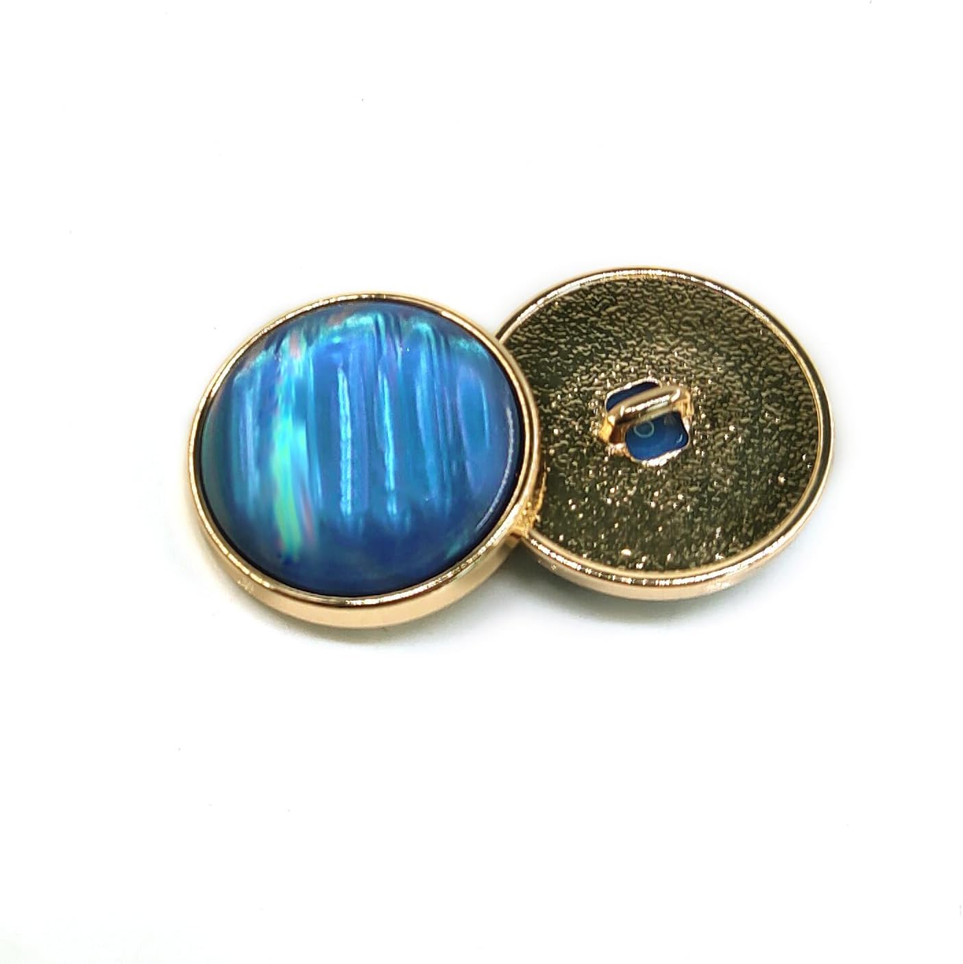 20 pcs Translucent Brushed Blue Resin Layer Sewing Metal Shank Coat Buttons -25mm -1"