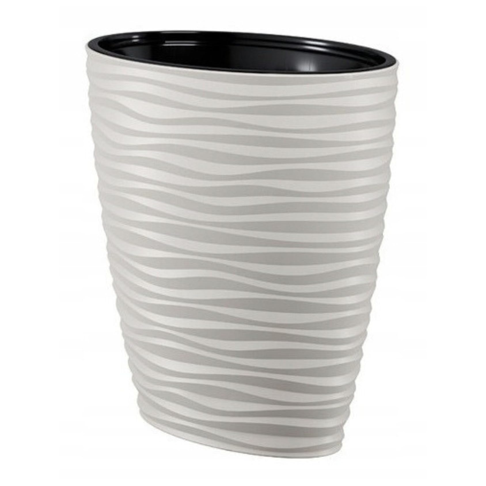 B2C Large Tall Plant Pot Oval Ellipse Dunes Flower Indoor Garden Patio Planter (60cm (Plastic), Light Grey)