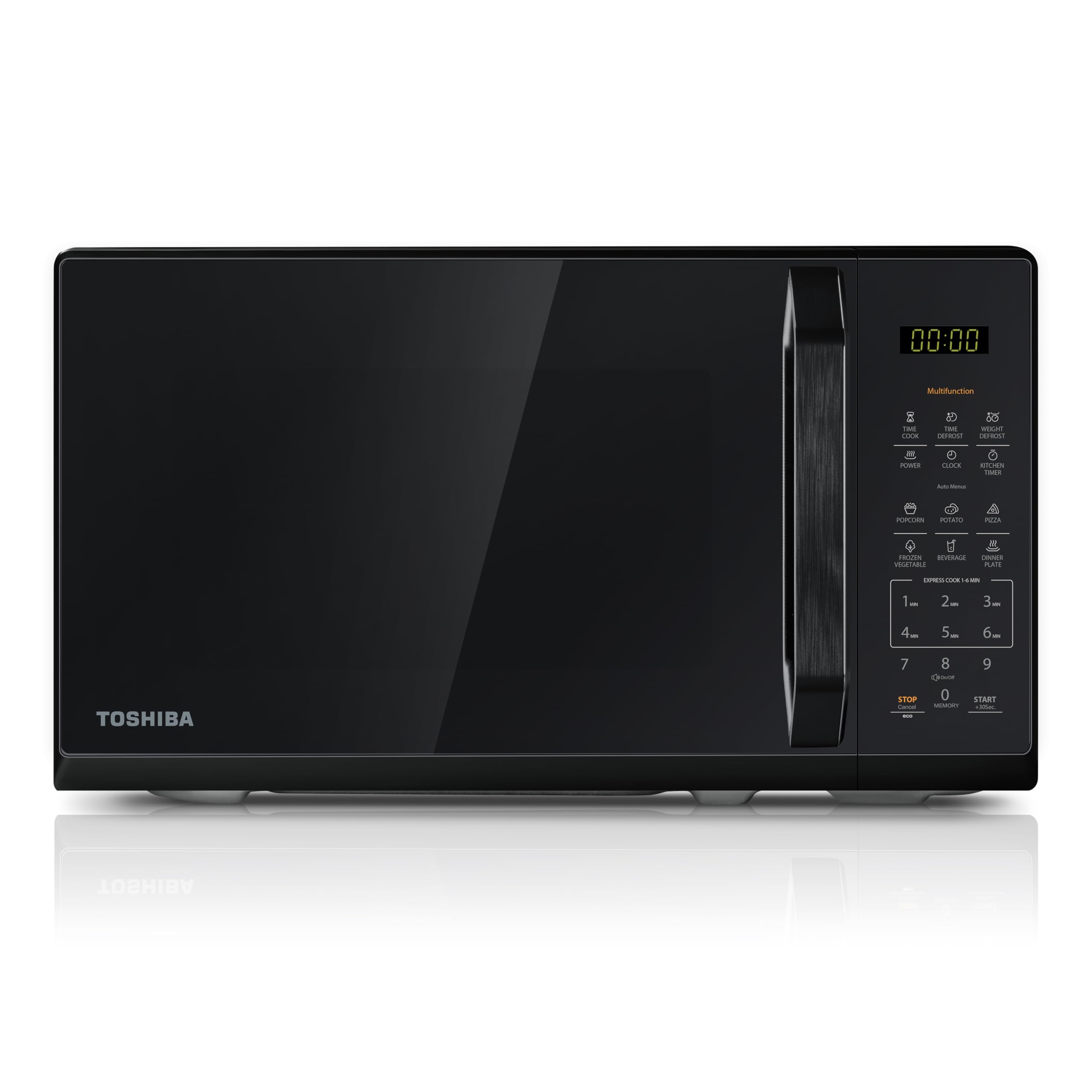 Toshiba Four Micro-ondes Posable 20L MW3-EM20PE(BM), 800W,6 Menus Automatiques, avec Éclairage LED Brillant, Noir