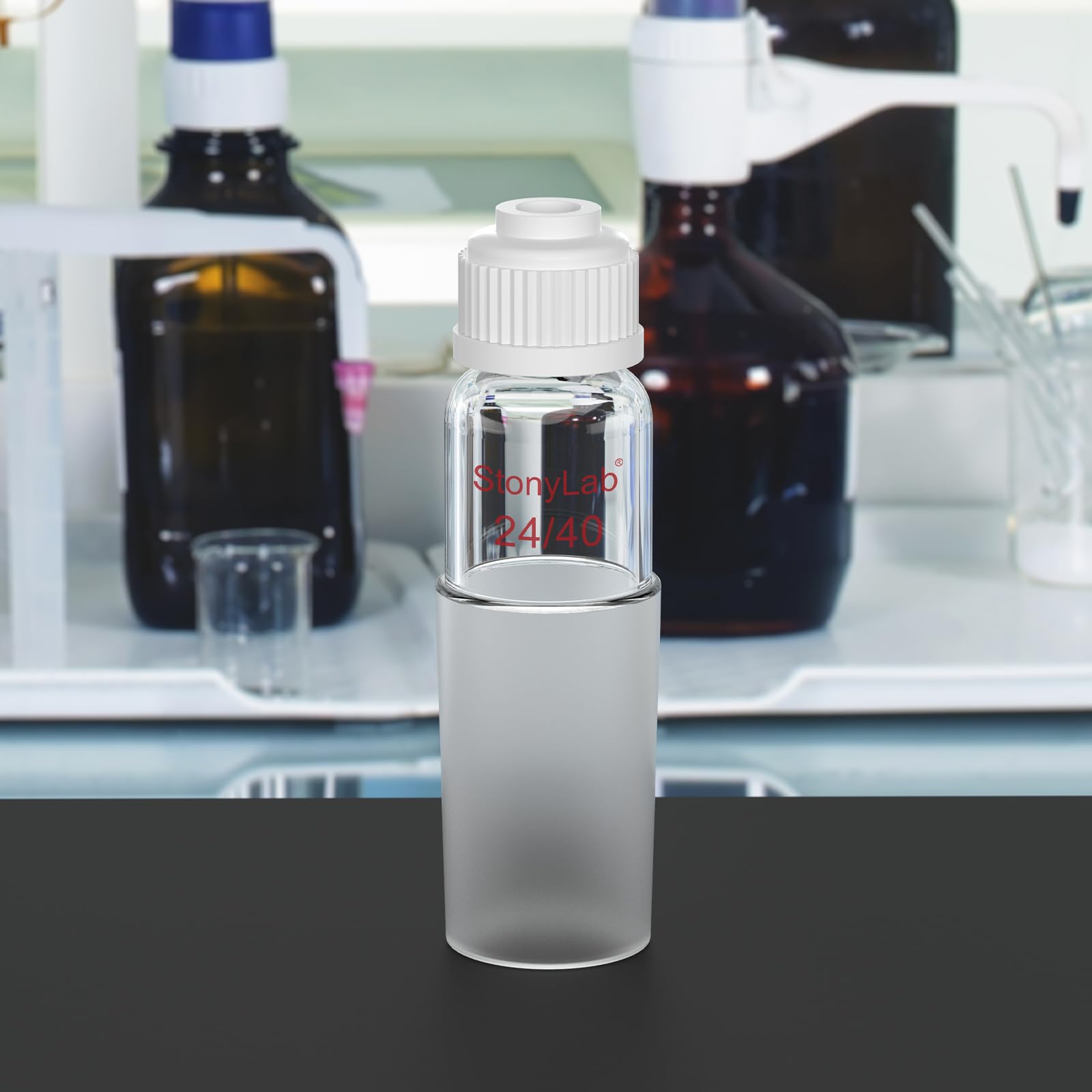 StonyLab Thermomètre Inlet Adaptateur avec 24/40 Joint Intérieur, 80mm de Hauteur, pour Appareil de Distillation