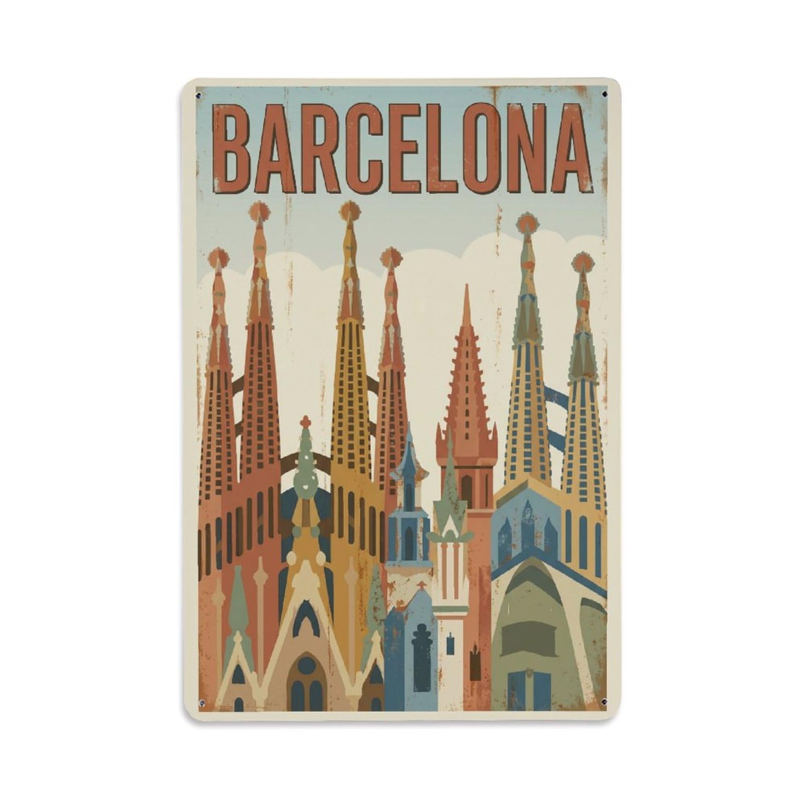 Vintage Travel Pinnacles Spain Architectural Metal Tin Sign