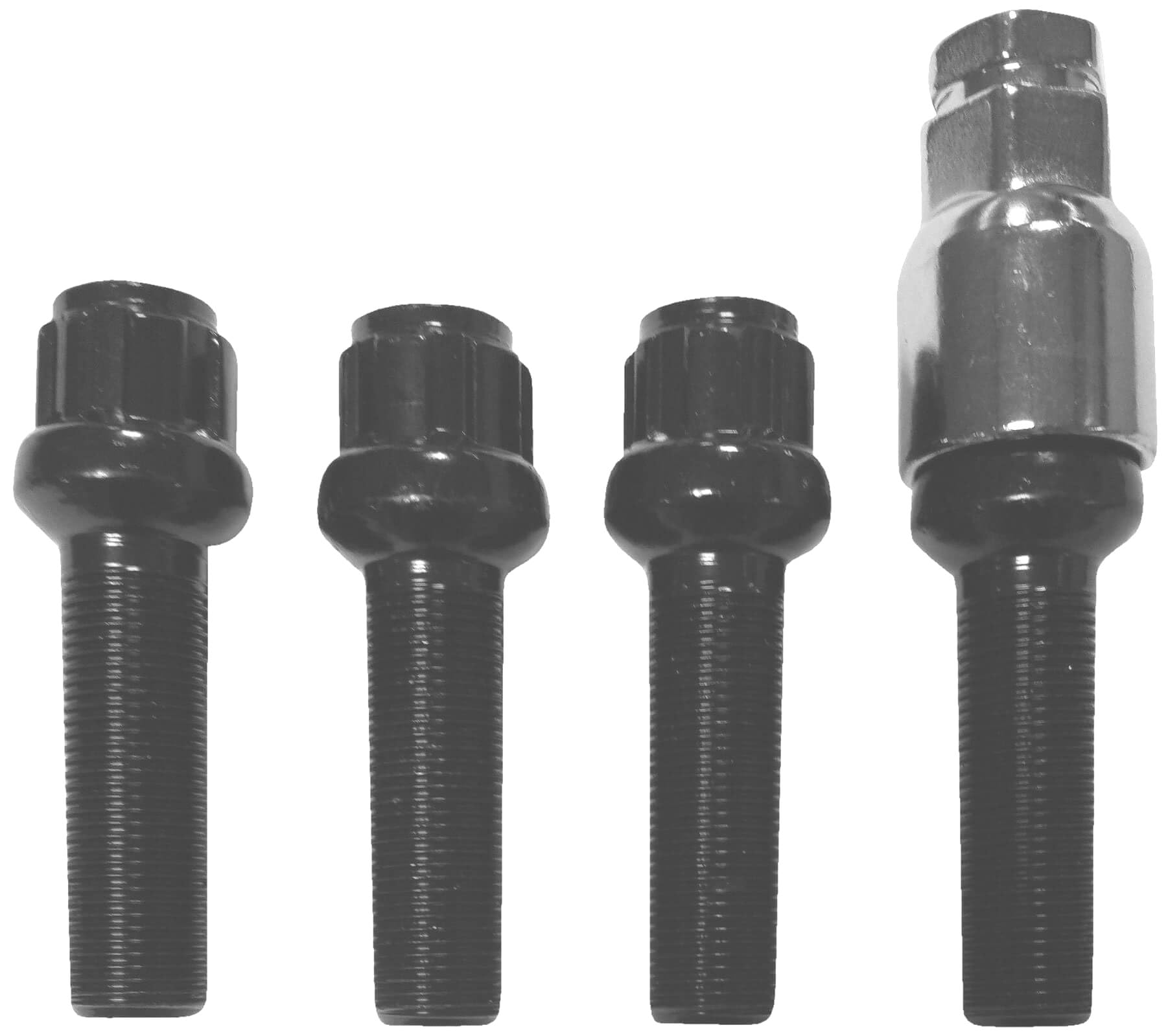 Blokada do felg M15 x 1,25 x 45 mm, ściągacz kulowy R14, kompatybilne z Mercedes GLE Mercedes GLS, 4 x srebrne zamki felg, zestaw 4 szt. zabezpieczeń felg, ochrona przed kradzieżą, śruby kół