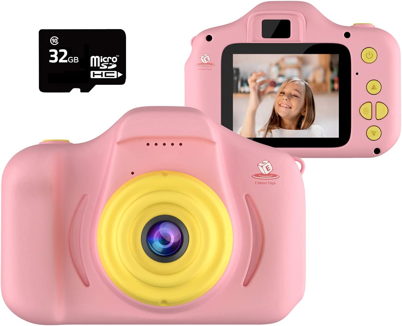EMAAS Kids Camera Children - Digital Camera for Kids - Selfie Camera for Girls and Boys - Age 3 4 5 6 7 8 9 10 with 32GB SD Card Pink - Toddler Video Recorder and Photography– Includes 32GB SD Card