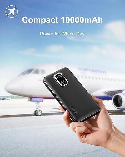 Miniatura 4 de Cargador portátil, 10000 mAh 22.5 W, cargador de batería de carga rápida con cable USB-C, USB-A e iOS, batería de reserva para iPhone 16, 15, 14,