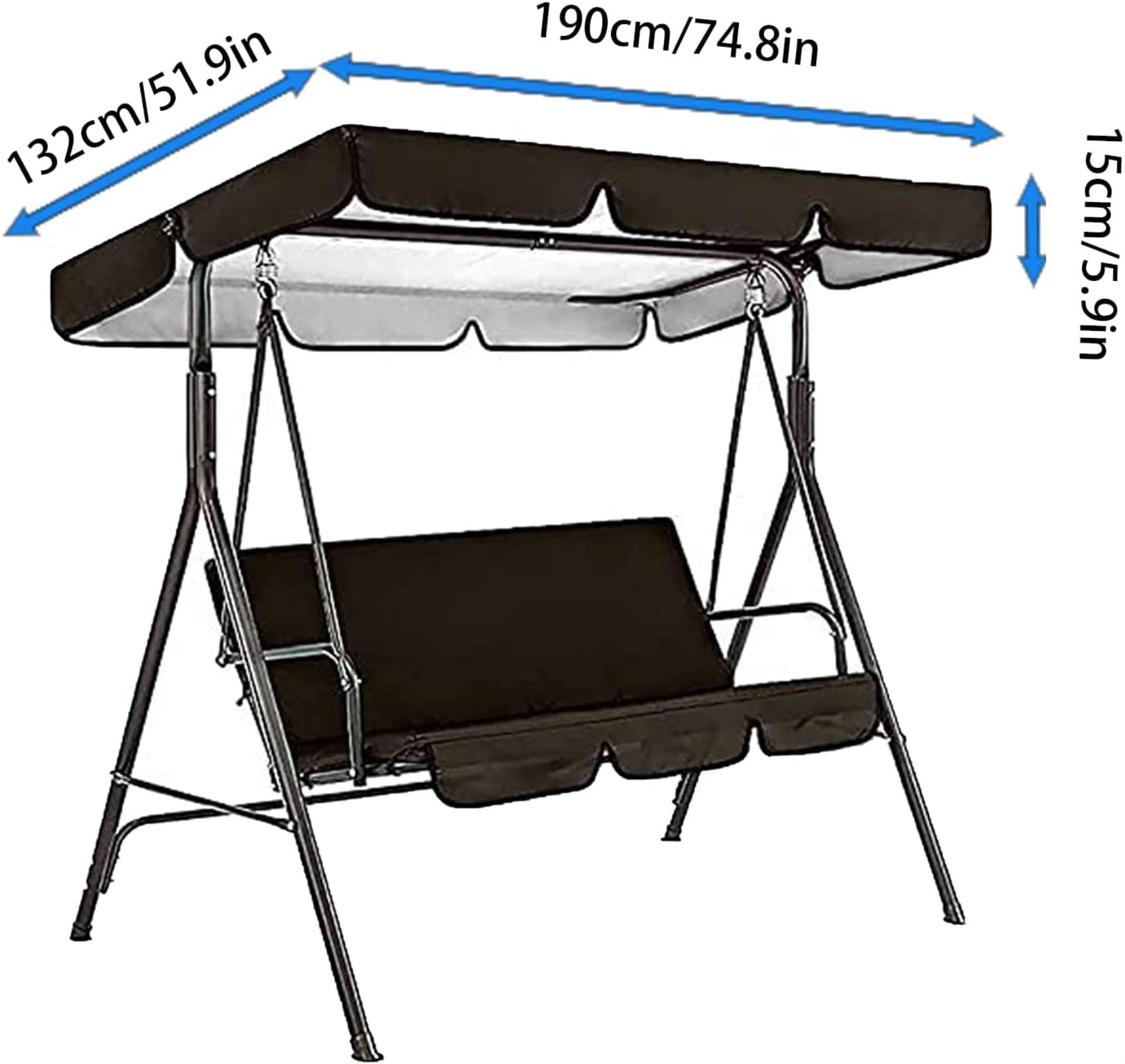 Toit de Rechange pour Balancelle de Jardin, Auvent de balancelle de patio, ensemble de housse de protection imperméable contre la neige, auvent de remplacement pour balancelle, protection contre les