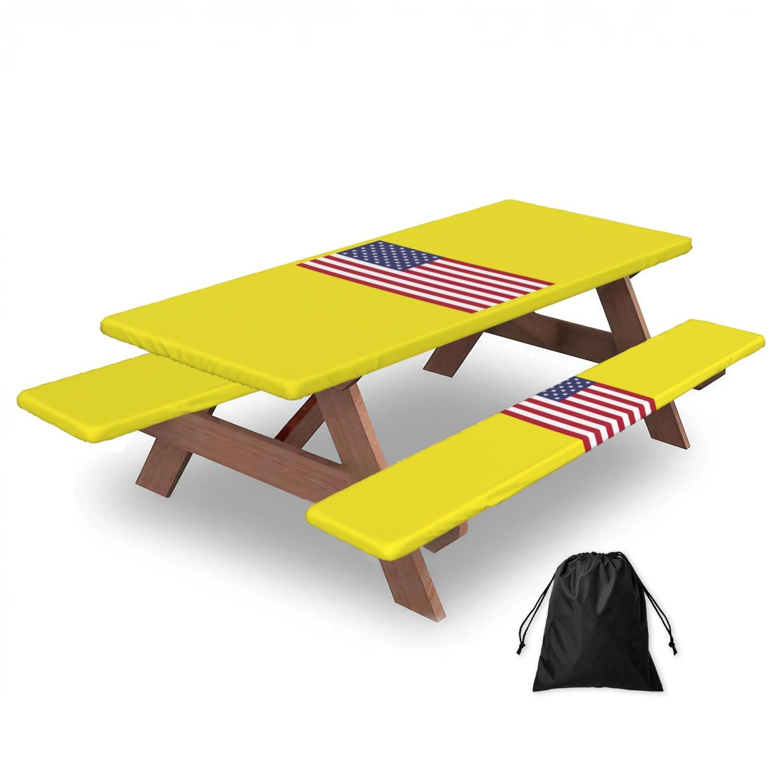 AYYQWE American Flag Print Picnic Table Bench Cover Outdoor Garden Party Decor Daily Accessory Gift