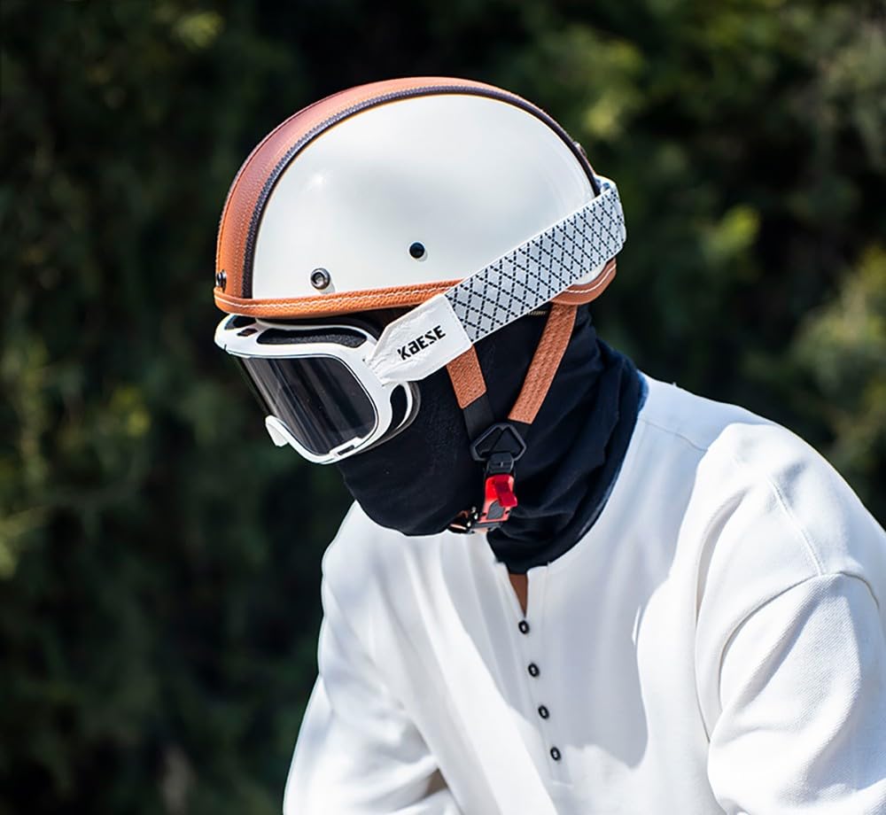 Casque de Moto Demi-Jet Homologué ECE avec ABS Antichoc - Intérieur Détachable en Suédine et Col Amovible | Couche EPS Haute Densité, Fermeture Rapide pour Homme et Femme