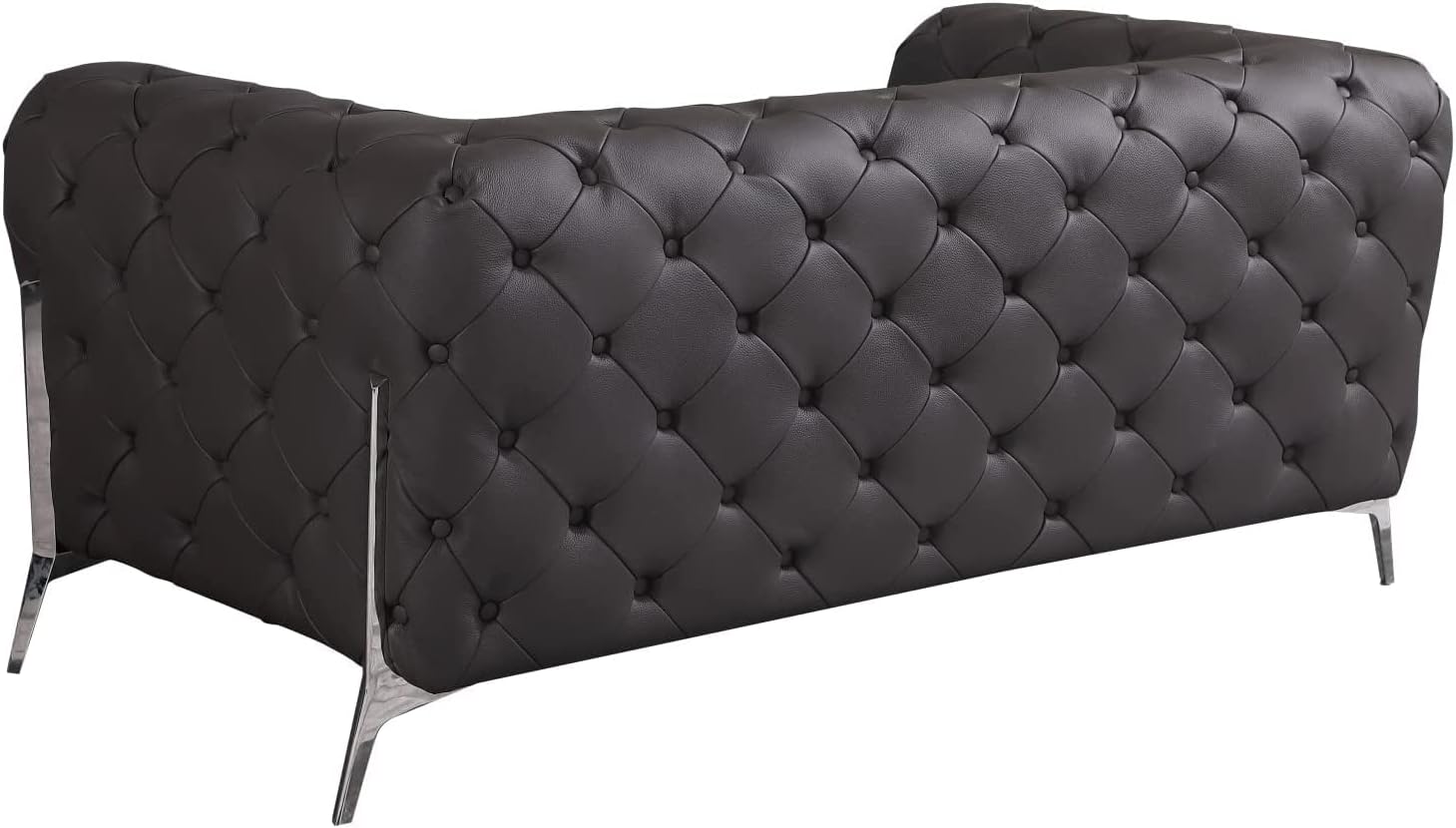 Blackjack Furniture Modena Top Grain Italian Leather Modern Living Room Sofa and Loveseat Set, Elegant Tufted Design & Steel Plated Legs, Genuine Leather Couch Set, 2 Piece, Brown
