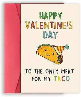 Lovely Taco Valentines Day Card for Him Her, Naughty Valentine's Day Gift for Husband Wife, Romantic Boyfriend Girlfriend Vday Card, To The Only Meat for My Taco
