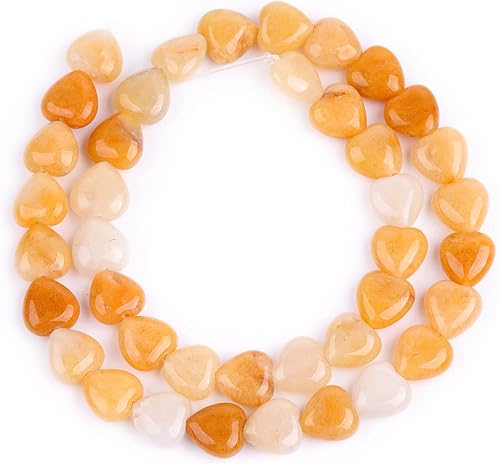 Miniatura 16 de GEM-Inside - Dijes de corazón de 0.394 pulgadas (0.394 in) con piedras preciosas de ojo de tigre amarillo natural para fabricación de joyas, hilo