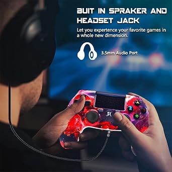 Wireless Controller for PS4, Controller for Sony PlayStation 4, Double Shock 6-Axis Motion Sensor, Sensitive Touch Pad, Built-in Speaker & Stereo Headphone Jack, Compatible with PlayStation 4/Pro/Slim