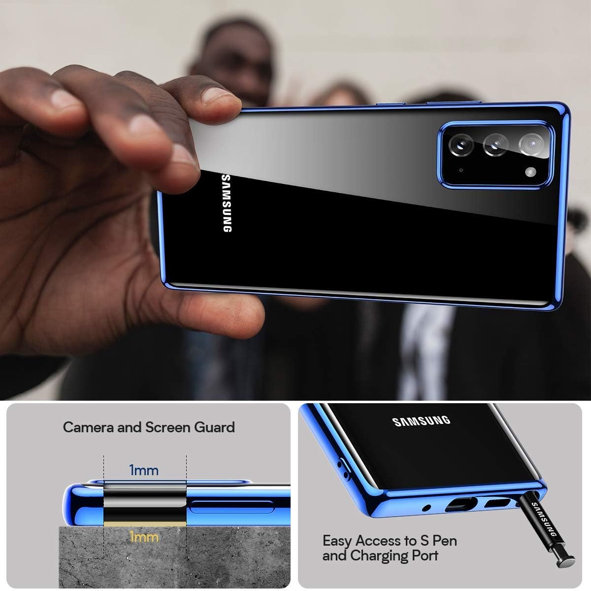 Meifigno Clear Note 20 Case, Samsung Note 20 5G Case, [Anti-Yellow] Ultra Thin & Slim Fit Flexible TPU Case, Compatible with Samsung Galaxy Note 20 6.7" (2020) - Crystal Blue
