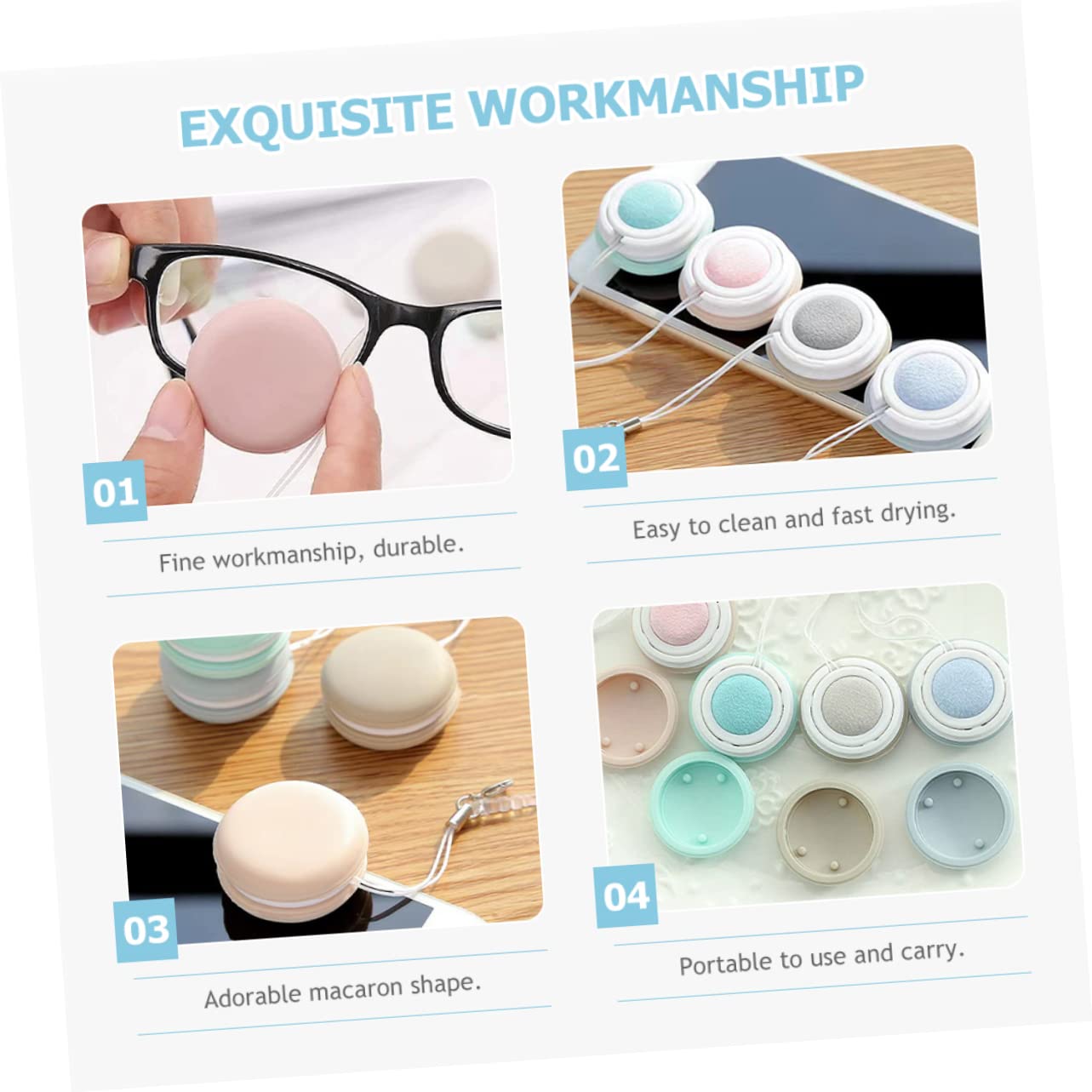 40 Pièces Essuie-glace De Téléphone Nettoyeur D'écran Macron Tampon De Nettoyage D'écran Macarons Lingettes Nettoyantes Pour Écran Pour Écran Propre Pendentif Pp+silicone