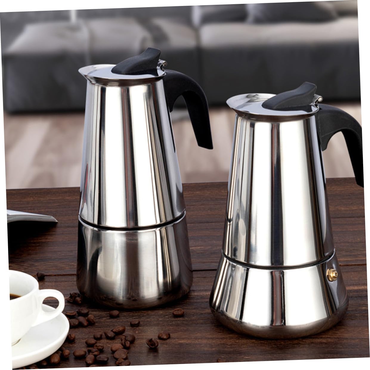 LIFKOME Edelstahl Kaffeekanne Herd Kaffeebereiter mit Sicherheitsventil 600ml für Zuhause und Büro