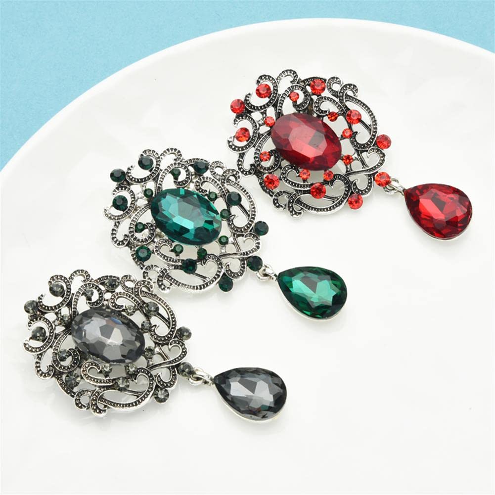 Broschennadel, Anstecknadel for Rucksäcke, Damen, Sammlung und Präsentation, Anstecknadeln, Broschen und Anstecknadeln, Vintage-Palast-Stil, Wassertropfen, ES-Damen, 3-farbige Kristallblume, Party-Bür