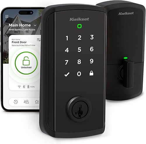 Kwikset Halo Select Smart Lock Cerradura de puerta de entrada sin llave Wi-Fi y cerrojo habilitado para materia, no necesita concentrador,