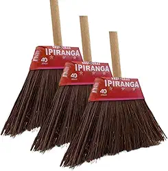 Vassouras Piaçava Ipiranga Kit 3 Un Cabo Madeira