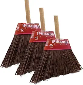 Vassouras Piaçava Ipiranga Kit 3 Un Cabo Madeira