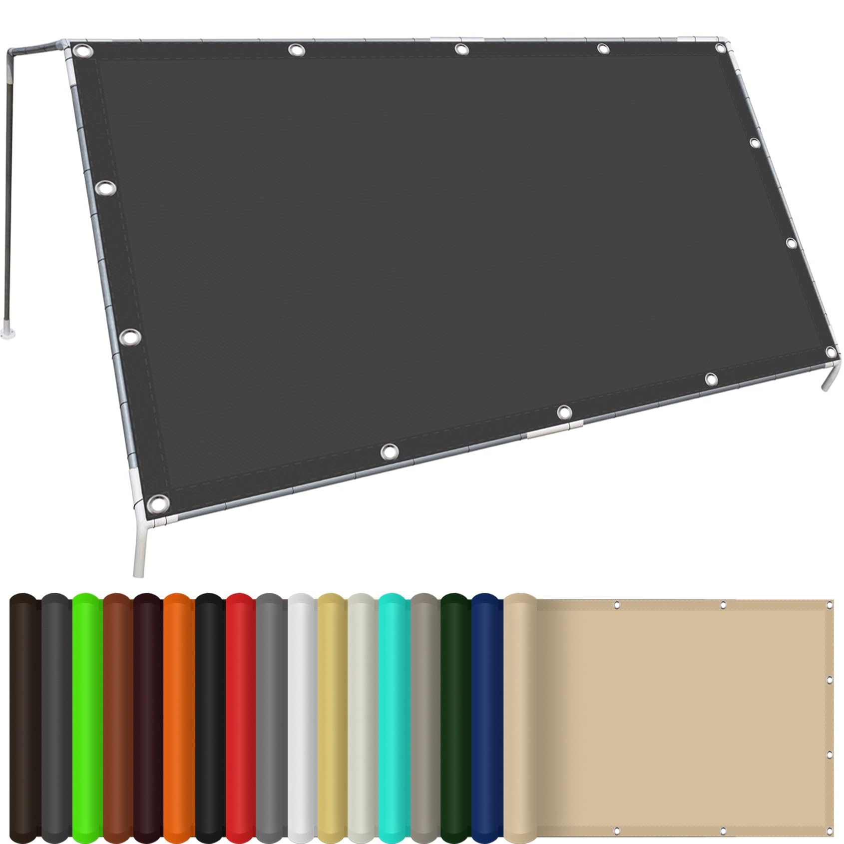 Tenda a Vela Parasole 180 x 300 cm Anti-Età, Impermeabile,Antivento,98% Anti Uv,Rettangolare Schermo Privacy Awnings Panno per Esterno Terrazza Giardino, Grigio Scuro