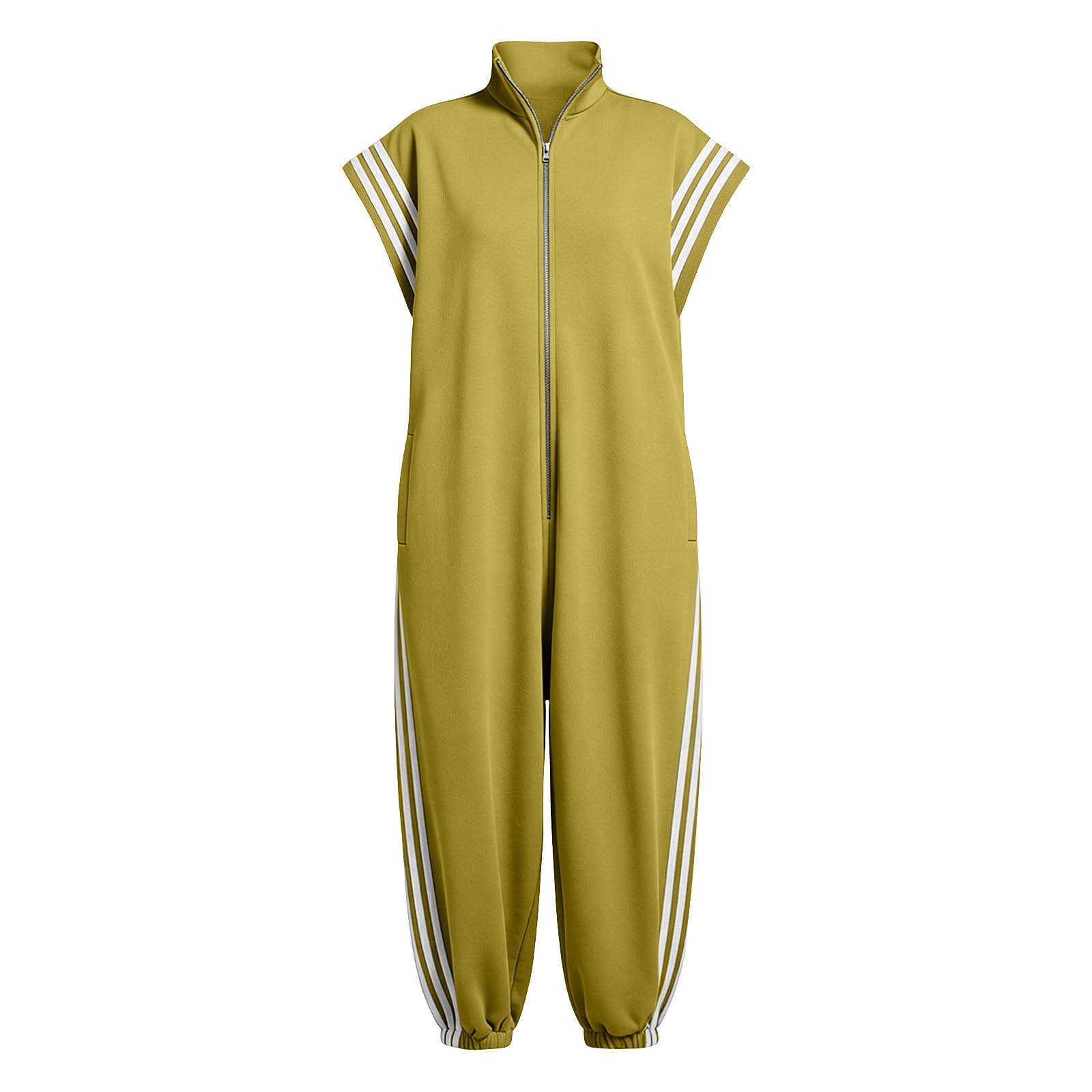 Tute da donna Uk Manica Corta Tutine Allentate Estate Casual Zip Up Salopette da donna Elegante Tutina monopezzo Tuta a gamba larga Pantaloni Joggers Vacanza Streetwear Vacanza Uscire