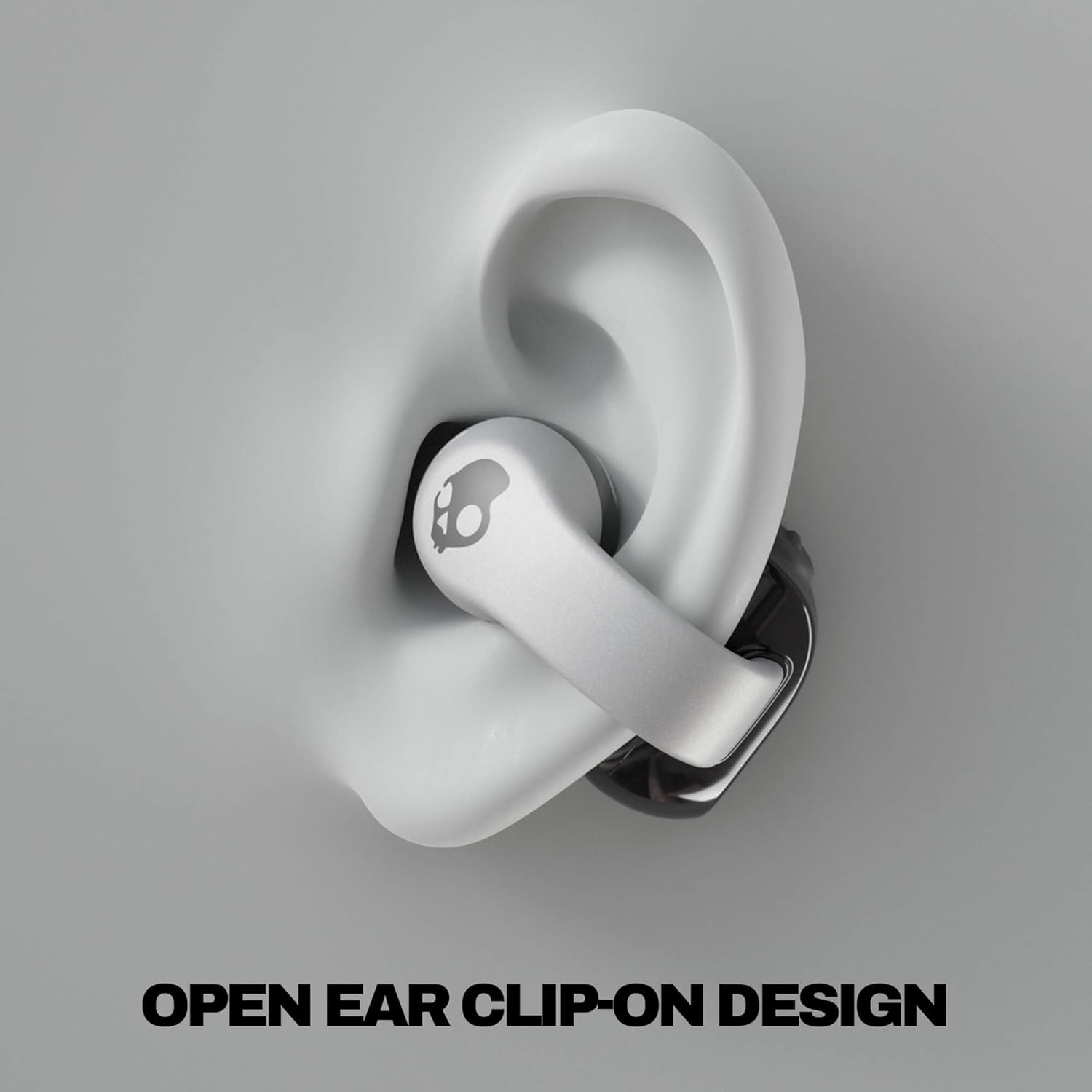 Skullcandy Push 720 Open Wireless Open Ear Bluetooth Earbuds, Headphones, Waterproof, Clip-On Lightweight Design, 30 Hours Battery, Wireless Charging Pouch, Microphone for iPhone Android - Chrome