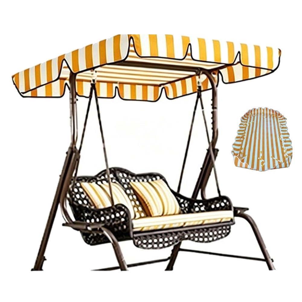 Telo di Ricambio per Altalena da Veranda 75"x47", Impermeabile, Blu. Yellow 160x110cm/63x43in