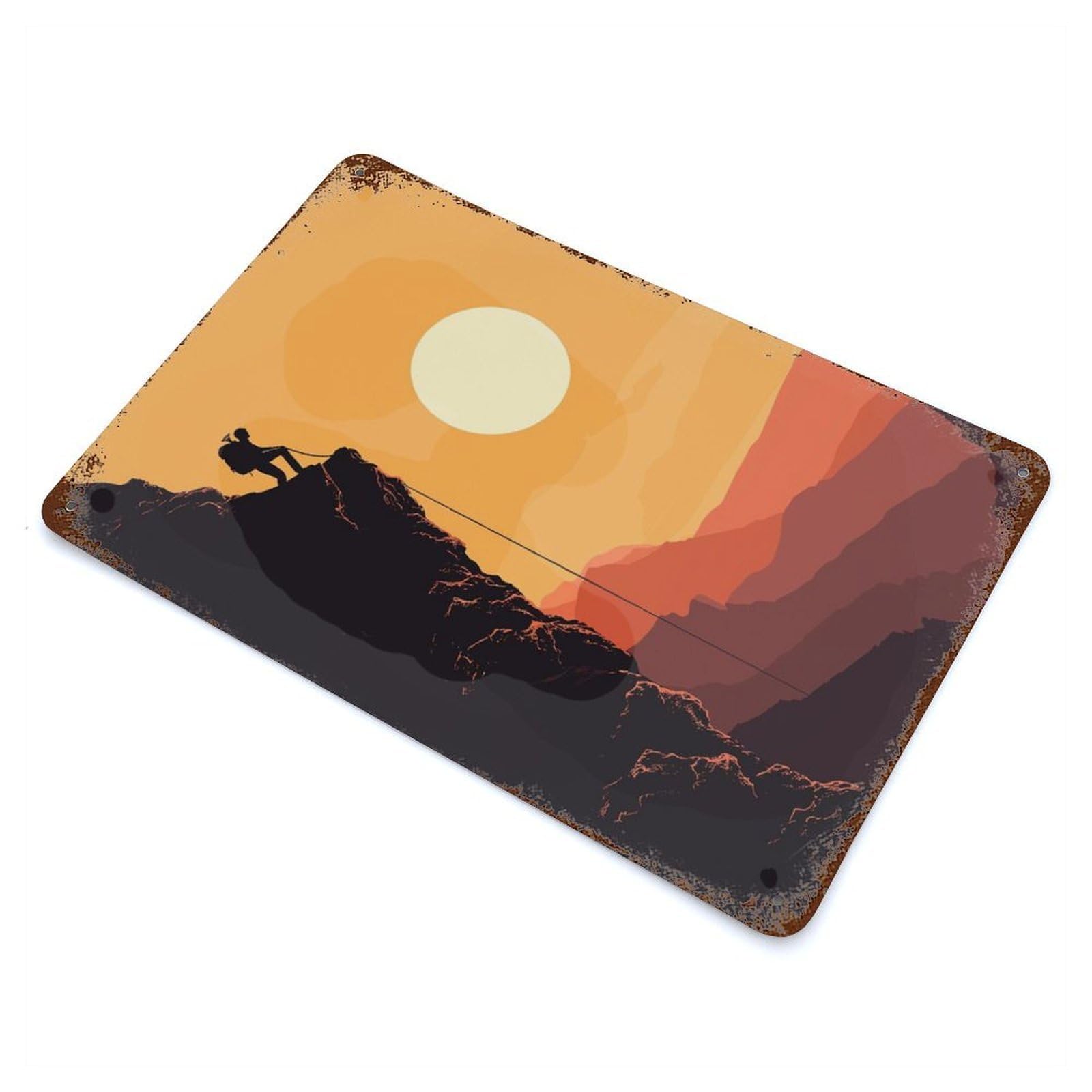 Climber Climbing Rust Effect Tin Sign 11.8"x7.9", Ideal for Shed, Workshop And Garage Wall Decor