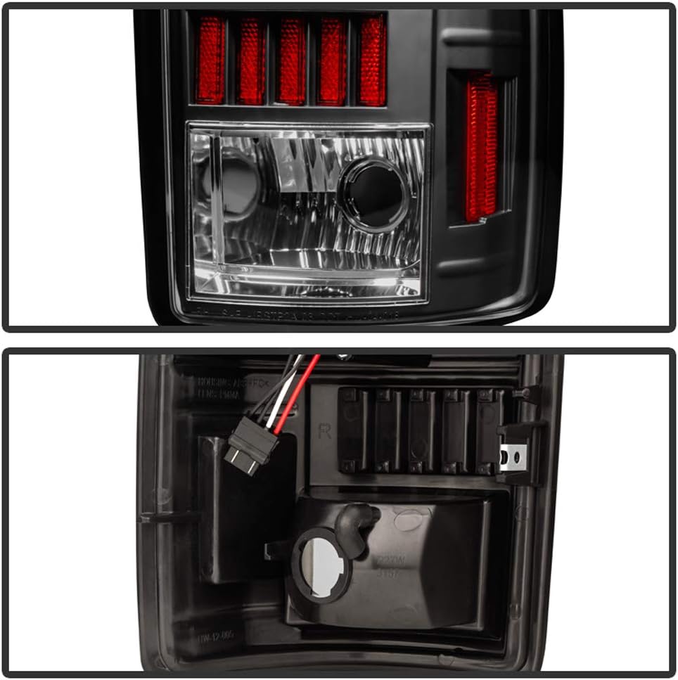 ACANII - For Black 2000-2006 Chevy Suburban Tahoe GMC Yukon XL LED C-Shape Tail lights Lamps