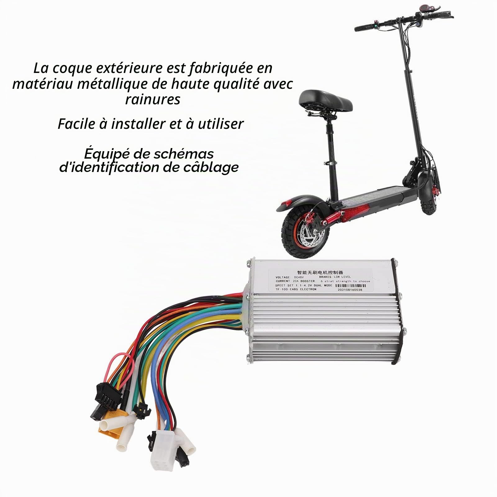 Keenso ContrôLeur de Scooter éLectrique, ContrôLeur de Moteur sans Balais Intelligent 48V 20A pour Scooter à 2 Roues M4